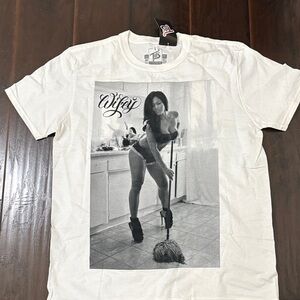 White Graphic Tee with Black and White Print